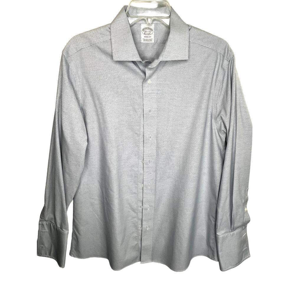 Brooks Brothers men's long sleeve button down shirt, blue/white, 16-1/2 - 33
